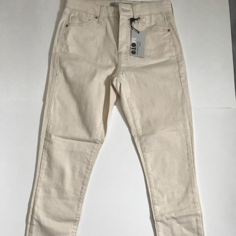 Topshop Moto Leigh Ankle Grazer Beige Jeans